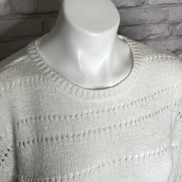 Pointelle white open knit sweater, medium - Picture 3 of 7